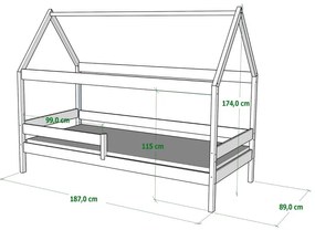 Peuter Natuurlijk Canopy House-vormig eenpersoonsbed - Teddy 5056231749152 Children's Beds Home, 180x80, Grote enkele, Schuimmatras van 9 cm Children'