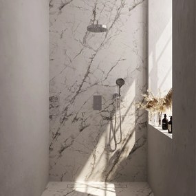 Brauer Stripe inbouw regendouche met 25cm hoofddouche, gebogen muurarm en 3 standen handdouche set 17 chroom