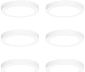 Set van 6 In- of opbouwspot wit 18 cm incl. LED 3 staps dim to warm - Trans