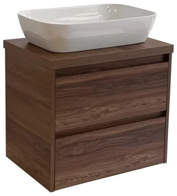 Sanicare Avenza badmeubel 65cm nera oak met witte waskom 60x40cm