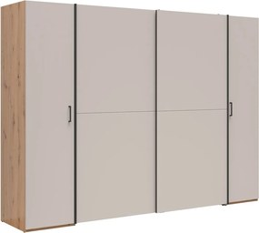 Kledingkast Nudali 100, Artisan eiken, Zwart, Kasjmier, 191x260x59cm, 204.35 kg, Kledingkast deuren: Met scharnieren, Schuivend