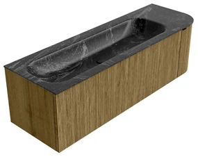 Mondiaz Kurve-dlux 145cm badmeubel ronding rechts dusk met 1 lade en deur en wastafel big large kraangat links lava