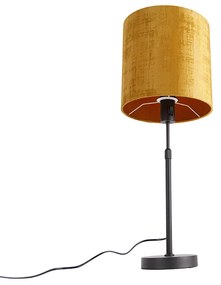 Tafellamp zwart velours kap goud 25 cm verstelbaar - Parte Modern E27 cilinder / rond Binnenverlichting Lamp