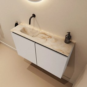 Mondiaz Ture DLux toiletmeubel 80cm linen met wastafel frappe links zonder kraangat