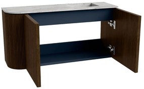 Mondiaz Joya DLux 80cm toiletmeubel ronding links walnut met wastafel faye rechts zonder kraangat glace