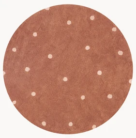 Handgetuft rond vloerkleed Dot met hoog-laag effect, wasbaar