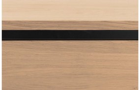 Goossens Nachtkastje Lord, Metaal ral 9005 zwart, met lade en bovenblad massief eik, 40 x 35 x 57 cm hoog