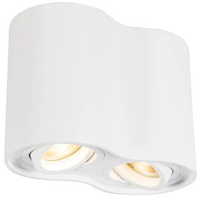 QAZQA Moderne Spot / Opbouwspot / Plafondspot wit kantelbaar - Rondoo Duo Design, Modern GU10 ovaal Binnenverlichting Lamp
