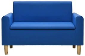 vidaXL Kinderbank 2-zits kunstleer blauw
