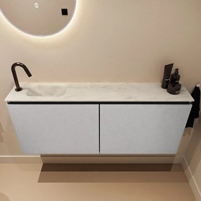 Mondiaz Ture DLux toiletmeubel 120cm plata met wastafel opalo links met kraangat