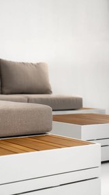 DATHO OUTDOOR Hoek Loungeset - Formentera - Aluminium - Teak - Frost White - Datho Outdoor