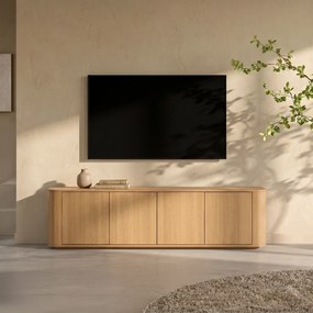 Eiken Tv-meubel Met Ronde Hoeken - 180x40x50cm.