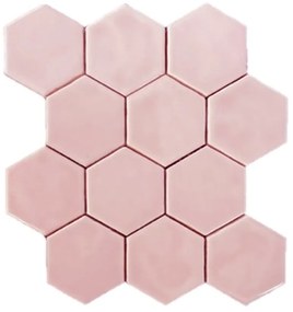 Terre d'Azur Hexagonale Mosaic wandtegel 28x30cm roze