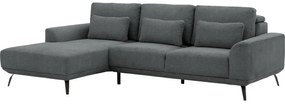 Goossens Excellent Bank Princess antraciet, stof, 2,5-zits, elegant chic met chaise longue links