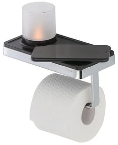 Geesa Frame Toiletrolhouder met planchet en (LED licht)houder Zwart / Chroom 9188890206