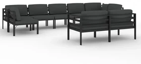 vidaXL 9-delige Loungeset met kussens aluminium antracietkleurig