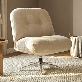 Retro Draaifauteuil Ribstof Creme