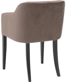Goossens Eetkamerstoel Peda bruin stof met armleuning, elegant chic