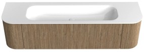 Mondiaz Kurve 170cm badmeubel ronding links/rechts dusk met 1 lade en 2 deuren en wastafel big large midden zonder kraangat