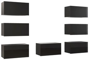 vidaXL Tv-meubelen 7 st 30,5x30x60 cm spaanplaat hoogglans zwart