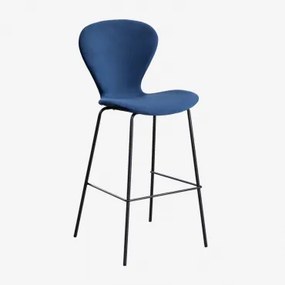 Hoge Kruk In Fluweel Uit Blauw & ↑75 Cm & Zwart - Sklum