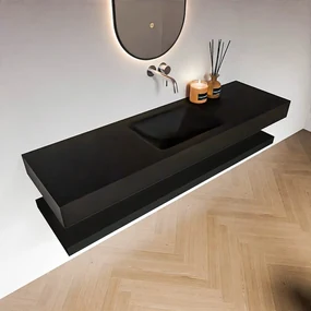 Zaro Alan badmeubel 160cm met planchet urban en vrijhangende wastafel cloud midden zonder kraangat urban