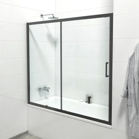 Marenza Slide Quick Fit Badwand - 2 delige schuifdeur - 170x150cm - 6mm veiligheidsglas - anti kalk - mat zwart SAQ6121-170B