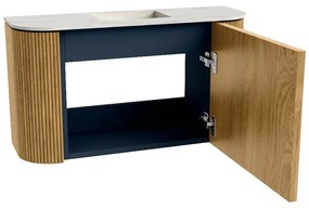 Mondiaz Joya DLux 75cm toiletmeubel ronding links/rechts oak met wastafel faye midden zonder kraangat ostra