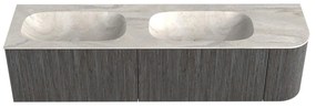 Mondiaz Kurve-dlux 175cm badmeubel ronding rechts shadow met 2 lades en 1 deur en wastafel stor small dubbel/links zonder kraangat ostra