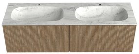 Mondiaz Kurve-dlux 150cm badmeubel dusk met 2 lades en wastafel stor small dubbel 2 kraangaten opalo