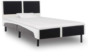 vidaXL Bedframe kunstleer zwart en wit 90x200 cm