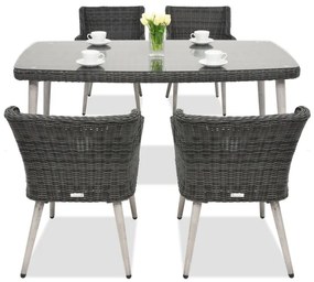 Exclusieve dining tuinset van kunststof rotan Córdoba antraciet voor 4 personen Garden Point