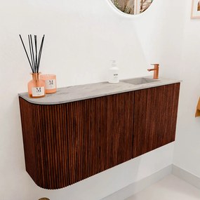 Mondiaz Joya DLux 90cm toiletmeubel ronding links ruby met wastafel faye rechts 1 kraangat glace