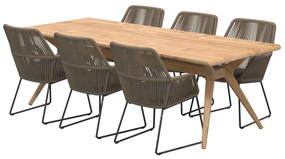 4 Seasons Outdoor Ramblas eetset met Belair teak tafel 240 cm  Tuinset    taupe weerbestendig