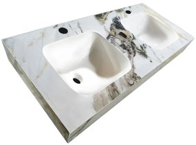Lambini Designs Cantik keramische wastafel 160cm licht marmer met kraangaten