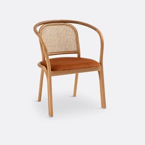 Tafelfauteuil in eik en vlechtwerk, Joana