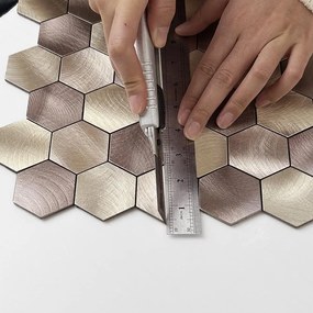 Zelfklevend Mozaïek Hexagon Champagne - 29.5 cm x 29.5 cm x 0.4 cm | 0.5 kg | Paneli zelfklevende steenstrips