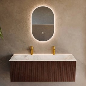 Mondiaz Kurve-dlux 120cm badmeubel ruby met 1 lade en wastafel big large midden 2 kraangaten opalo