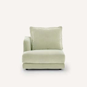 Halve bank links, afgerond, modulair, van stonewashed fluweel, TIBERIO