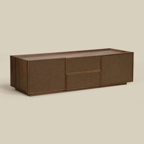 Tv-meubel Walnoot Met Stoffen Deuren 150 Cm - 150x40x40cm.