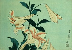 Kunstreproductie Trumpet Lilies, Hokusai, Katsushika