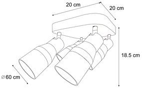 PlafondSpot / Opbouwspot / Plafondspot donker brons GU10 50mm vierkant 4-lichts - Stanley Modern GU10 rond Binnenverlichting Lamp