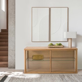 Buffetkast met vitrine, in eik, Iéna, design E.Gallina