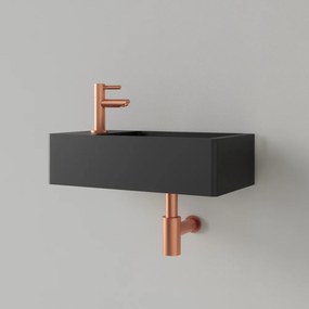 Sanigoods Luko fontein 40x22cm links met kraangat mat zwart