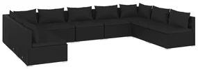 vidaXL 9-delige Loungeset met kussens poly rattan zwart