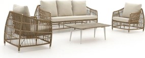Stoel-bank loungeset Manifesto  | 5 personen | Loungeset Old Teak Greywash/Wit | Wicker (vlechtwerk) | Kees Smit Tuinmeubelen