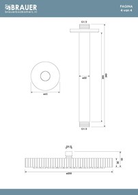 Brauer Stripe inbouw regendouche rond met 25cm hoofddouche, rond met plafondarm, glijstang en 3 standen handdouche set 48 koper geborsteld PVD