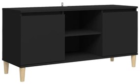 vidaXL Tv-meubel met massief houten poten 103,5x35x50 cm zwart