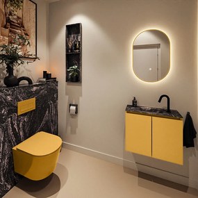 Mondiaz Ture DLux toiletmeubel 60cm ocher met wastafel lava midden met kraangat