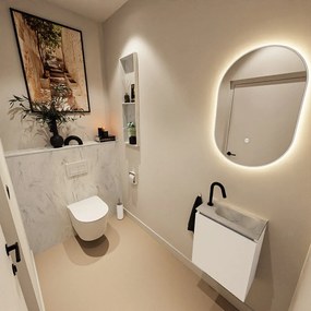 Mondiaz Ture DLux toiletmeubel 40cm talc met wastafel opalo rechts met kraangat